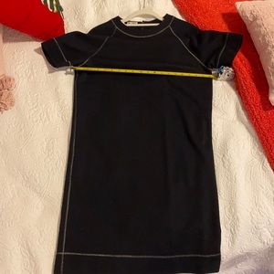 Brunello Cucinelli Black w Silver Stitching Wool/Cotton  Dress